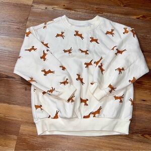 Old Navy little girls sweatshirt, cream with deer, size 6T